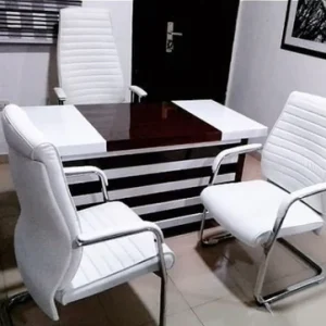 1.4Mtr Office Desk + Leather chairs-909A