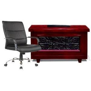 1.4Mtr Office Desk + Leather swivel chair-107