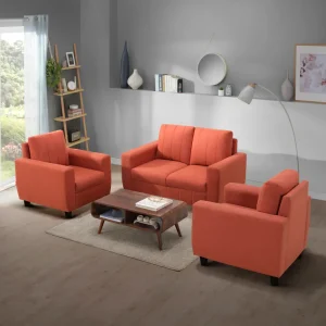 2, 1, & 1 Seater Orange Color Sofa Set