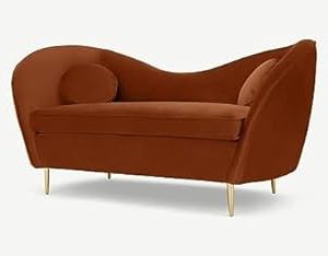 2 Seater Sofa in Round Style Shape with 2 Cushions for Home Office & Living Room