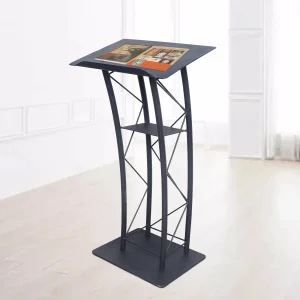 21.65-x16.54in-Presentation-Stand-Welcome-table-Podium-Metal-Wood-Curved-Podium