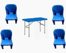 4 FEET  FOLDABLE & ADJUSTABLE TABLE WITH CHAIRS – BLUE
