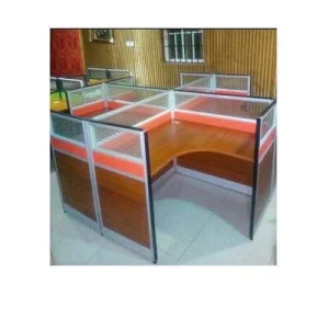 4 Person Workstation – 1.2 Meters – desk ( Brown & Orange )