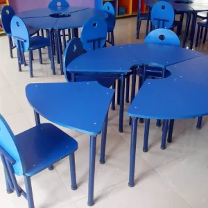 5 Seat Round Primary Student Activity Table & Chair-blue