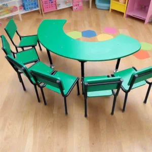 6 Seat kidney activity table & chair -Green