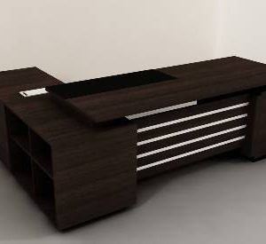 Ama Executive Table in wenge and silver stripes