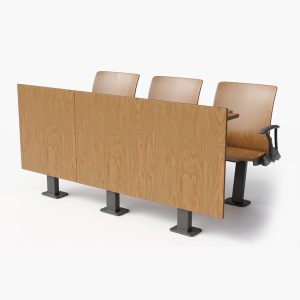 Auditorium-Chairs-And-Tables-Dark-Wood-3D-Model