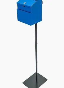 Blue Metal Donation Box Floor Stand for Tithes & Offering Suggestion
