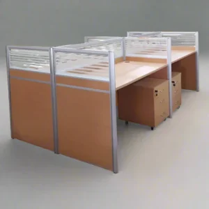 4 Person Workstation with Mobile Drawer