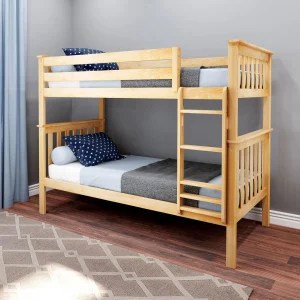 Bunk Bed Twin over Twin Solid Wood Bunk Bed Frame with Ladder for Kids-14years