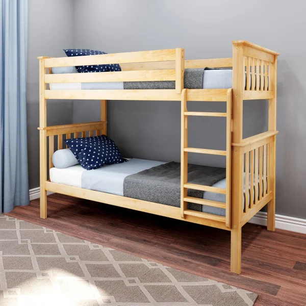 Bunk Bed Twin over Twin Solid Wood Bunk Bed Frame with Ladder for Kids-14years