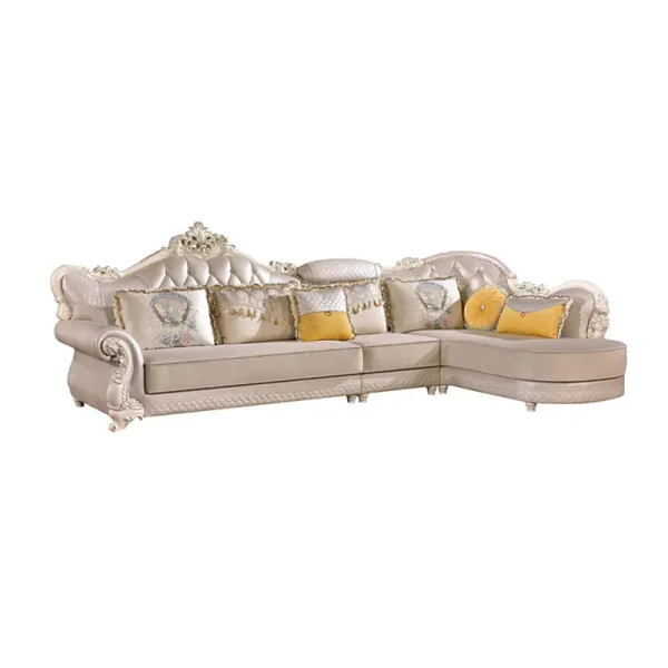 Europe Style Fabric Leather Living Room Sofas Modern L Shape Sofa Set  2.