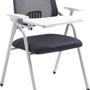 Folding-Training-Chair-with-Writing-Pad-Office-Computer-Chair-Conference-Room-Training-Institution-Rest-Chair-School-Backrest-Exam-Chair. Mesh – White Pad