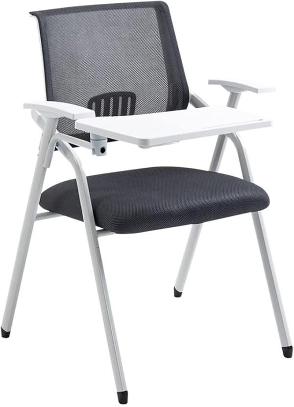 Folding-Training-Chair-with-Writing-Pad-Office-Computer-Chair-Conference-Room-Training-Institution-Rest-Chair-School-Backrest-Exam-Chair. Mesh - White Pad