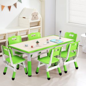 Height Adjustable Kids Table and Chairs Sets Multi Activity Desk for Ages 2-10.