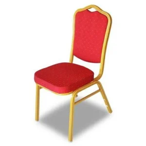 High Quality Banquet Chair Arched Back Gold Frame Red Speckle Cloth