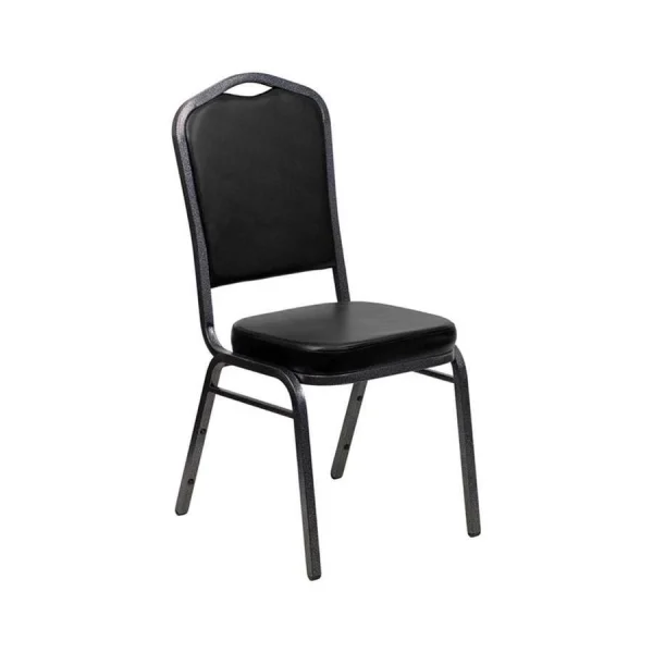 High Quality Banquet Chair Arched Back Black Frame & Speckle Leather