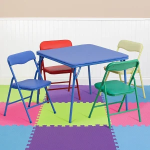 Kids 5 Piece Set Folding Square Table and Chairs Set-Children’s  Activity-Table & Chair