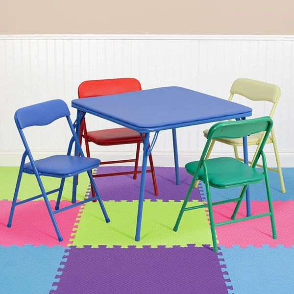 Kids 5 Piece Set Folding Square Table and Chairs Set-Children's  Activity-Table & Chair