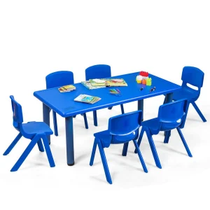 Kids-Plastic-Table-and-Stackable-Chairs-Set-Indoor-Outdoor-Classroom-Home-Blue