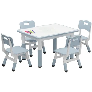 Kids Table and Chair Set Adjustable Height Activity Table for Classroom-Home 001