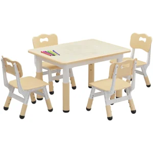 Kids Table and Chair Set Adjustable Height Activity Table for Classroom-Home.