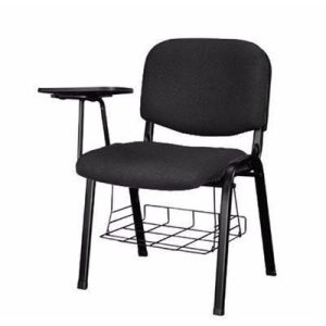 Lecture Chair Fabric with Writing Pad & Book Rack – Black 001
