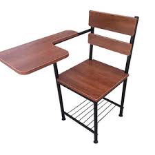 Lecture-Chair-with-writing Pad & File Holder Brown-wooden