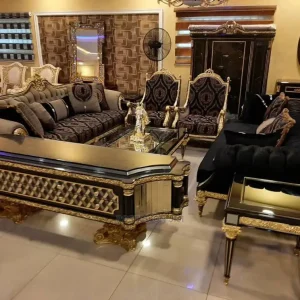 Luxury 7 Seater Living Room Fabric Made Royal Sofa Chair.