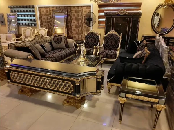 Luxury 7 Seater Living Room Fabric Made Royal Sofa Chair.