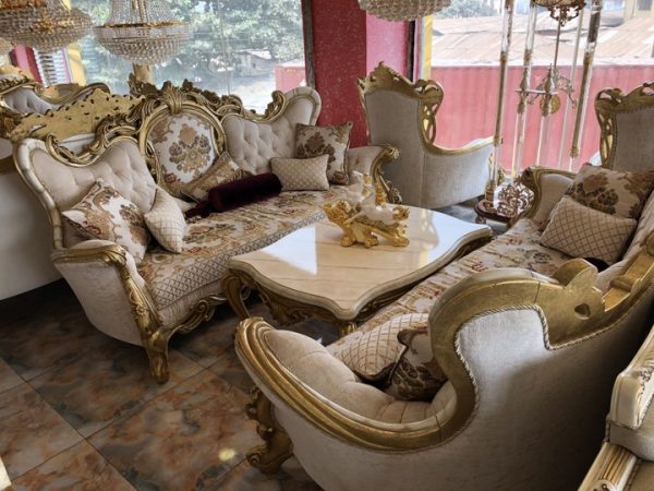 Luxury 7 Seater Living Room Fabric Made Royal Sofa Chair.