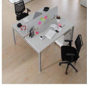 2 Man Workstation Unit with Metal Legs &  black color chairs