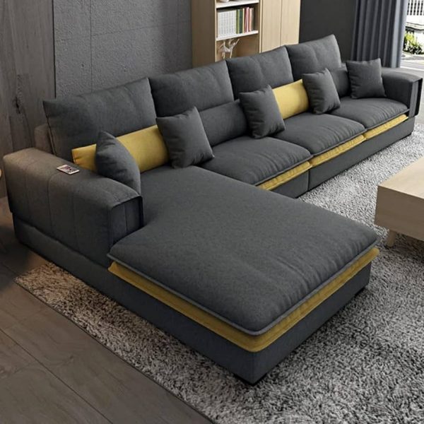 Nordic Modern Sofa Design L Shape Fabric Velvet