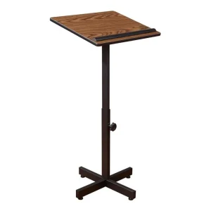 Sound Portable Presentation Series Metal Lectern Stand in Medium Oak