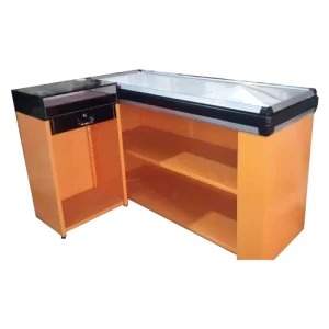Wooden Reception Table with Glass Top