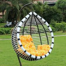 Single Seater Swing Chair ( Black & White with Yellow  Mattress)