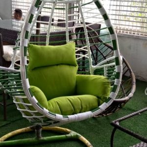 Outdoor Hanging Swing Chair  White & Lemon