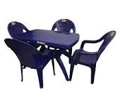 Round Plastic Table & Chairs – Navy Blue