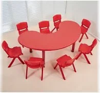 Preschool Halfmoon Classroom Table With 8 Chairs