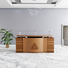 Reception Desk 0014 Modern Glass Top