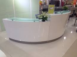 Reception Desk 0016 All White Body with Transparent Glass Top