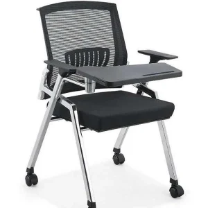 Ergonomic Training Chair on wheel With Writing Pad  – Mesh