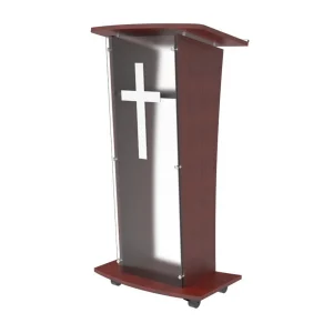 Wood-Chruch-Podium-with-Acrylic-Panel-46.5-Pulpit-Lectern-Christian-Cross