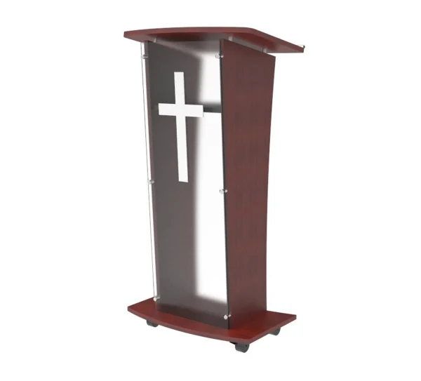 Wood-Chruch-Podium-with-Acrylic-Panel-46.5-Pulpit-Lectern-Christian-Cross