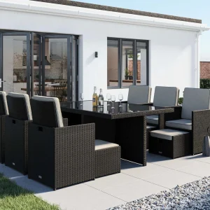 13 Piece Rattan Garden Cube Set in Black