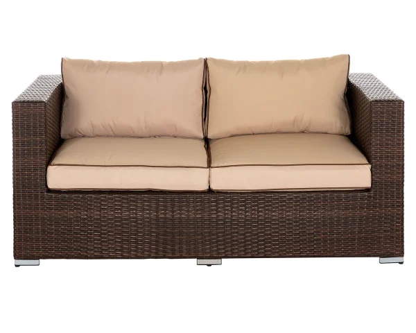 Rattan Garden 2 Seater Daybed Furniture Set with Cushions-Grey
