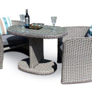 2 Seater Compact Rattan Furniture Set (Ash) With Table
