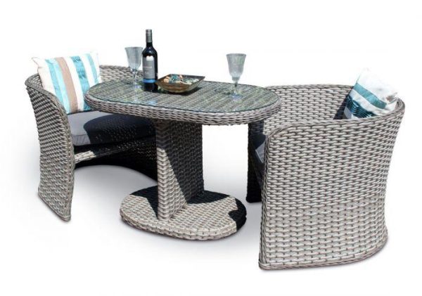 2 Seater Compact Rattan Furniture Set (Ash) With Table