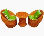 2 Seater Compact Rattan Bistro Furniture Set with Table