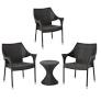 3 Piece Rattan Chat Set with Stacking Chairs and Hourglass Side Table